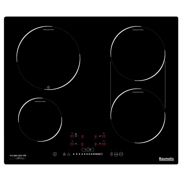 STUDIO SOLARI 600mm INDUCT COOKTOP 4ZONE BLK