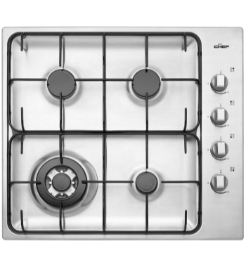 CHEF 600mm GAS 4 BURNER +WOK COOKTOP SS