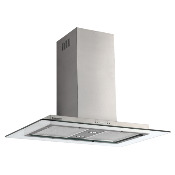 BAUMATIC 900mm FLAT GLASS ISLAND CANOPY