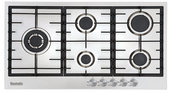STUDIO SOLARI 900mm 5 BURNER GAS COOKTOP S/S