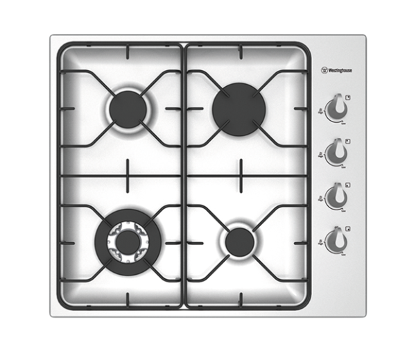 WESTINGHOUSE 600mm 4 BURNER + WOK GAS COOKTOP SS