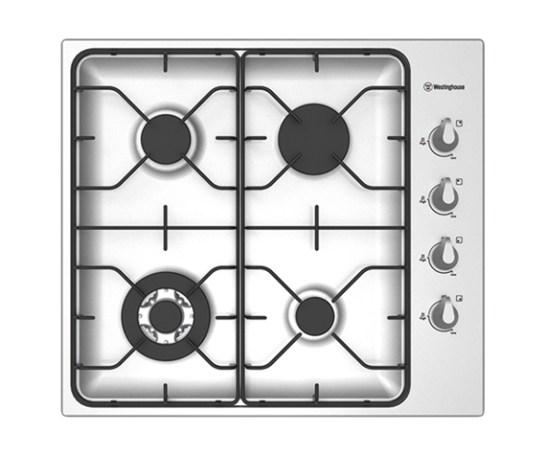 WESTINGHOUSE 600mm 4 BURNER GAS COOKTOP SS