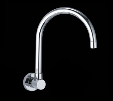 Round Gooseneck wall sink outlet chrome
