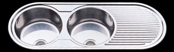 ACL 1270X475mm 2 Bowl round inset sink 1TH