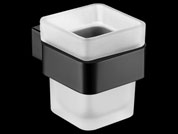 Square glass toothbrush holder black