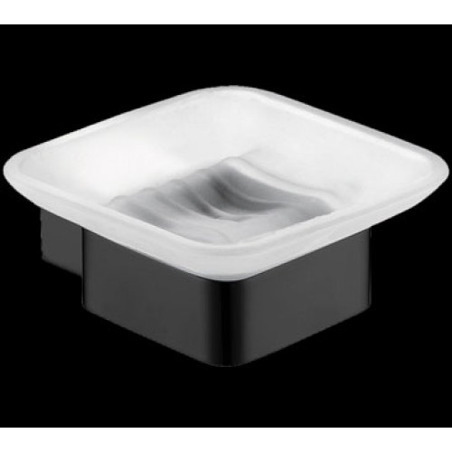 Square glass soap dish black