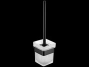 Square glass toilet brush + holder black