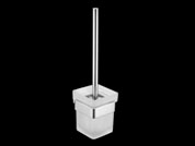 Square glass toilet brush + holder chrome