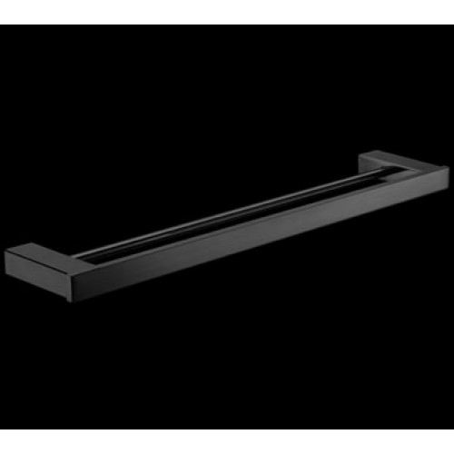 Square double towel rail black 750mm