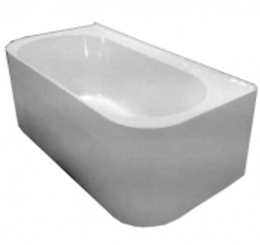 Kira 1600 D shape freestanding bath 20mm edges