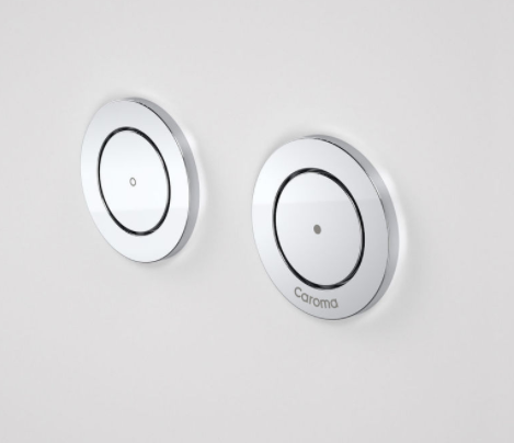 Caroma Invisi round dual/ plate & buttons chrome