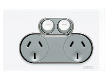 Clipsal saturn double power outlet Pure white
