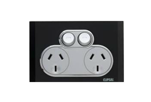 Clipsal Saturn double power outlet black
