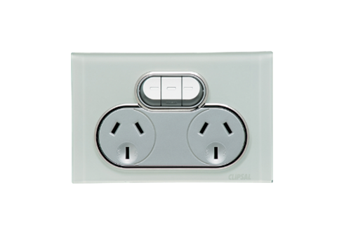 Clipsal Saturn double power point X/Switch Ocean Mist