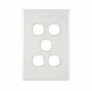 GEO 5gang Grid & Plate slim white