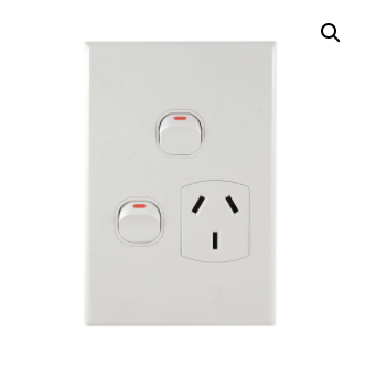 Power Outlet single GEO vertical 10A ex/switch