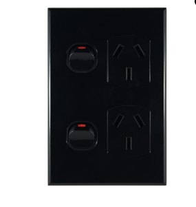 GPO2 vertical GEO 10A double power outlet black