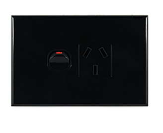 GPO power outlet single GEO 10A slim black