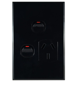 GEO series single GPO + extra switch 10A black
