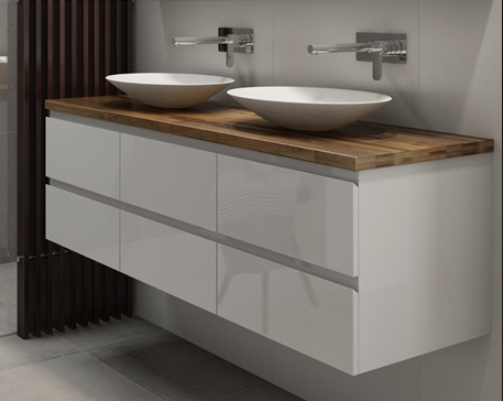 Ashton 1500mm double bowl woodtop ceramic
