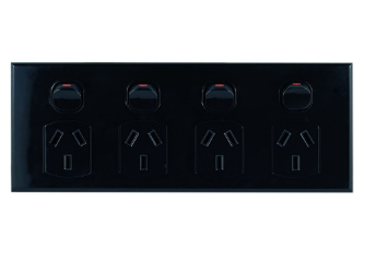 GPO4 power GEO 10A 4gang outlet black