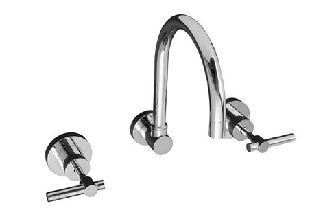 Sabine L-Handle wall sink set chrome