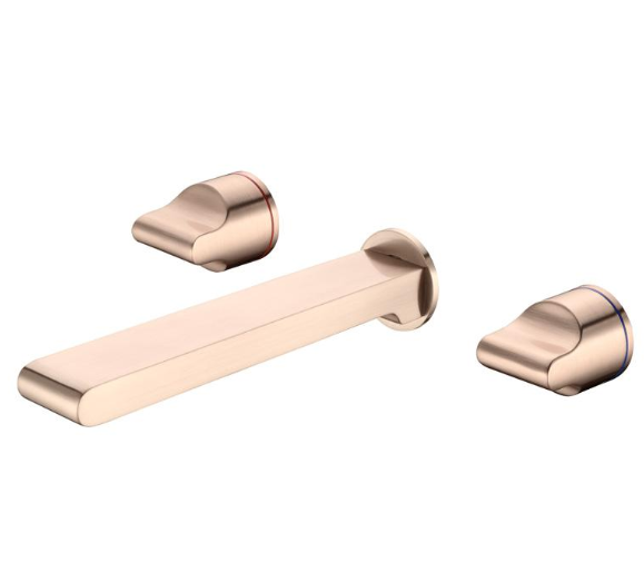 Pearl wall basin tap set brushed rose gold