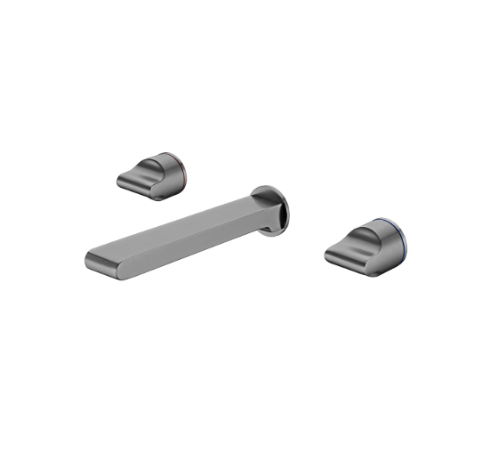 Pearl wall basin tap set gun metal grey